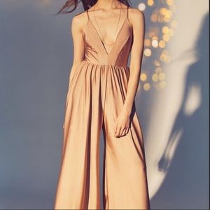 UO Gia Plunging Shimmer Jumpsuit